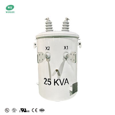 Mua Máy biến áp gắn trên cột một pha 25 Kva được chứng nhận UL, Máy biến áp phân phối trên không ngâm dầu 12470V đến 480V DOE 2016 sản xuất trực tuyến
