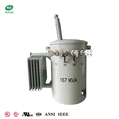 Mua 167Kva Đường phân phối đơn pha gắn đệm biến áp dầu ngâm dây chuyền kép 34.5KV đến 120V BIL 200KV Loại thông thường sản xuất trực tuyến