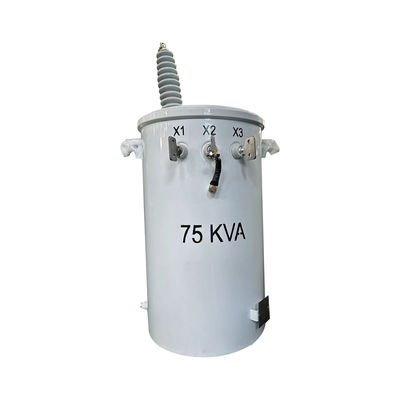 75kva Đường đệm phân phối đơn pha gắn dầu biến áp ngâm 13,2KV đến 240V
