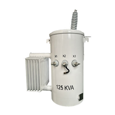 125KVA Một pha cột gắn máy biến áp dầu chìm Phân phối 34,5KV đến 120V