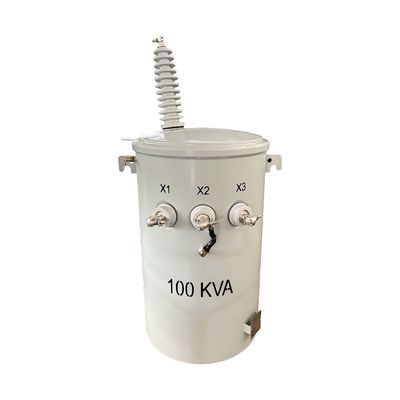 100KVA Đàn biến áp phân phối gắn cột pha đơn Điện áp kép Thấp xuống 34,5KV Đến 120V