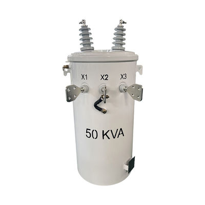 50kva Đường đệm đơn pha gắn máy biến đổi dầu ngâm phân phối 4160V đến 120/240V