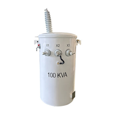 100KVA Máy biến đổi cột điện pha đơn loại dầu Lòng bọc kép 34,5KV đến 120V