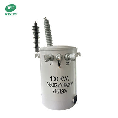Cây biến áp gắn trên cột phân phối trên cao dầu chìm một pha 100KVA 34500V Nhà sản xuất