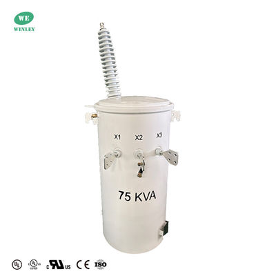 Chứng nhận UL 75KVA Đường đệm đơn pha gắn máy biến áp dầu ngâm 34,5KV đến 120V Máy biến áp phân phối trên cao kiểu thông thường