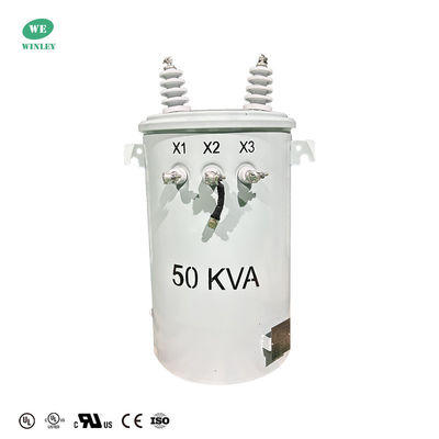 Chứng chỉ UL 50KVA Đường dây chuyền biến áp gắn một pha loại dầu 13200V đến 120V biến áp phân phối điện