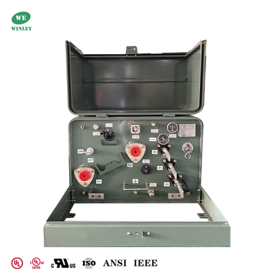 50Kva Đơn pha đệm gắn máy biến áp phân phối Điện lực tăng 240V đến 4160V UL Danh sách CSA ANSI Tiêu chuẩn IEEE Giá