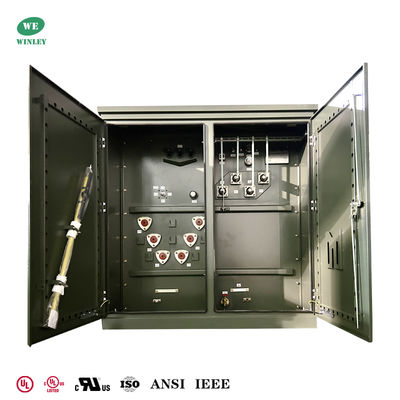 Tiêu chuẩn Mỹ UL / CUL Chứng nhận 2000Kva Máy biến áp ba pha gắn đệm 12470V đến 480V Máy biến áp phân phối đầy chất lỏng