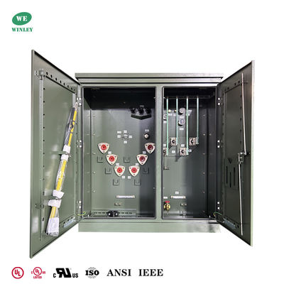 UL liệt kê 300Kva 3 pha Pad gắn biến áp 12,47KV đến 480V Nguồn cấp phóng xạ Tiêu chuẩn ASNI / IEEE