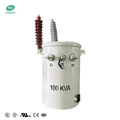Máy biến áp phân phối trên cột 100KVA  Một pha ngâm dầu 13800V đến 120V