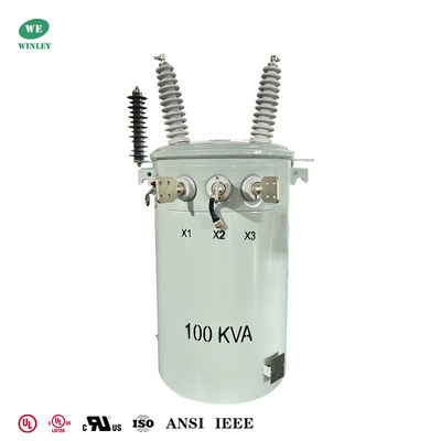 Máy biến áp trên cột điện 100 Kva 34.5kv đến 120v Cuộn dây kép Máy biến áp phân phối ngâm dầu