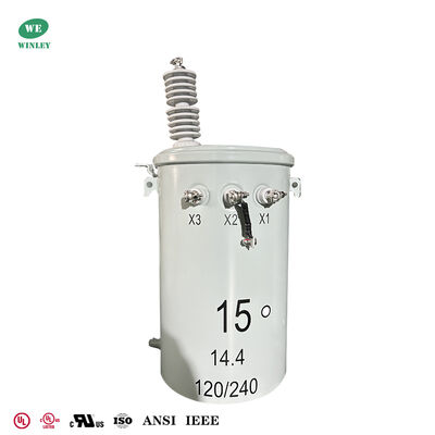 Máy biến áp gắn cực 15kva Máy biến áp điện ngâm dầu 13,8kv đến 120v CSA C2.2-06 được chứng nhận cUL tiêu chuẩn