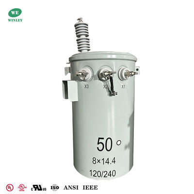 Máy biến áp gắn cực 50kva tiêu chuẩn CSA Loại 13856V đến 120v cUL Máy biến áp cực được chứng nhận